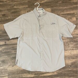 Columbia PFG Men's Gray Short Sleeve Shirt Size Medium